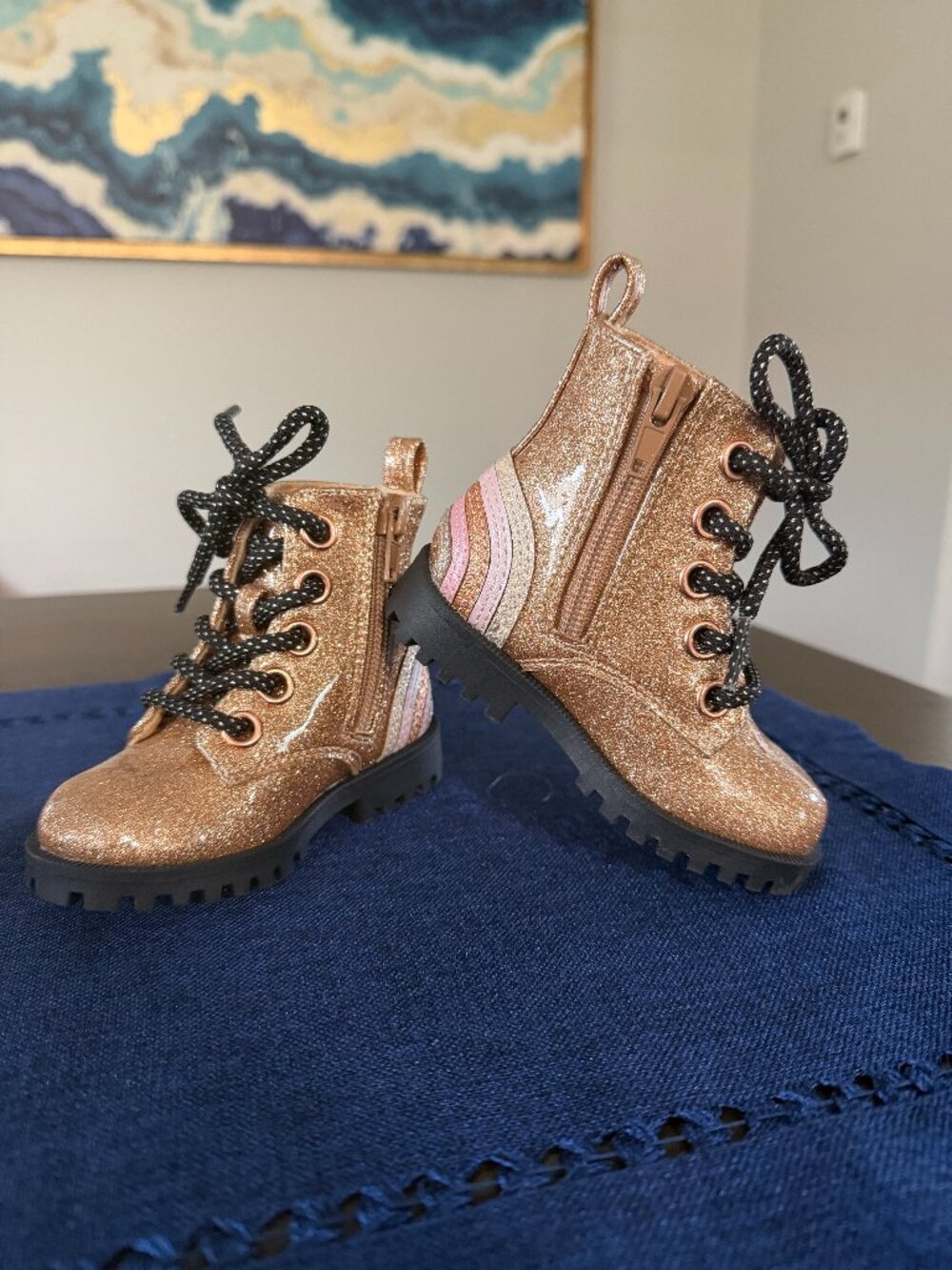 Self Esteem Glitter Combat Boots – Toddler Size 5 – Like New